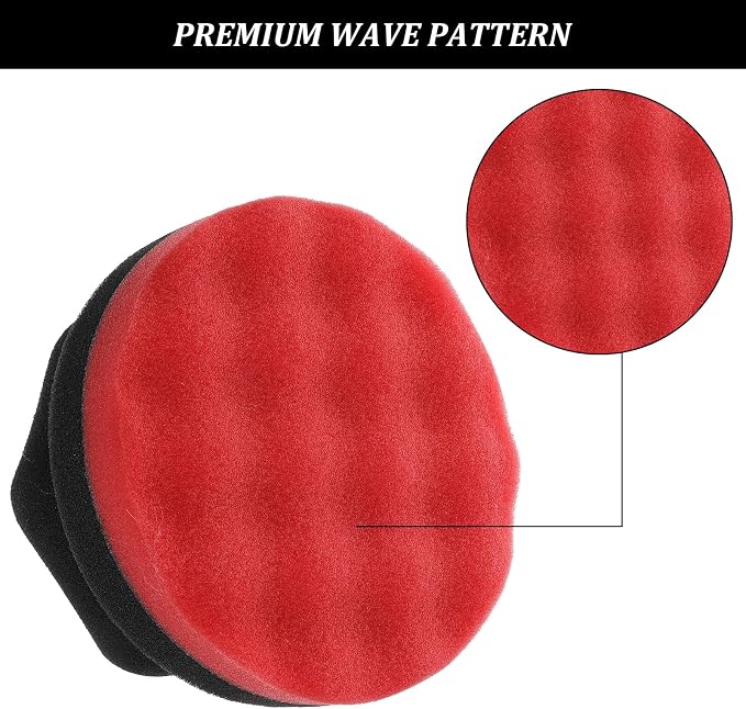 2 PCS Tire Shine Applicator Pad Large Hex Grip Tire Dressing Applicator Reusable Car Detailing Foam Sponge Polishing Tool Wave Contoured Car Cleaning Supplies for Rubber Vinyl & Plastic Trim