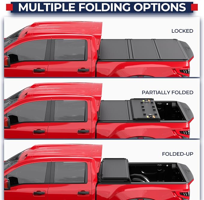 MOSTPLUS 5FT Tri-Fold Hard Truck Bed Tonneau Cover On Top Compatible for 2005-2025 2026 Nissan Frontier 3 Fold Aluminum Bed Cover 60Inch