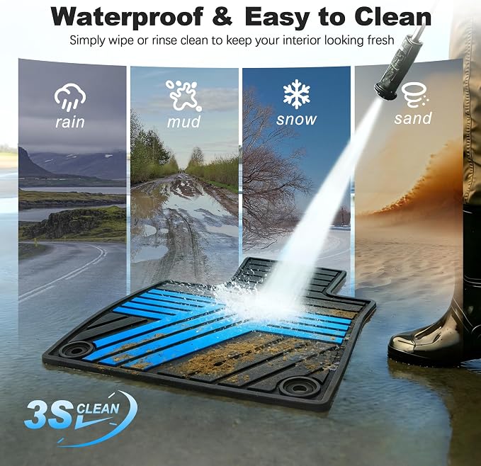 Floor Mats Fit for Honda Accord Sedan 2026 2025 2024 2023 (Gasoline & Hybrid), All Weather Protection Custom Fit Anti-Slip Floor Liners,1st & 2nd Row, Black & Blue