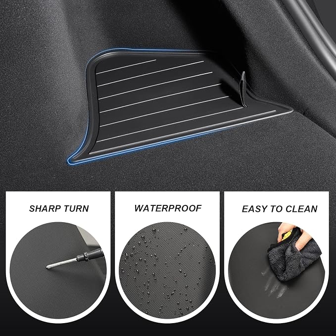 Rear Trunk Organizer Storage Box Compatible with 2025-2026 Tesla Model Y Juniper, TPE Cargo Side Storage Bin with Lids, Waterproof Anti-Rattle Organizer Accessories for Tesla Model Y 5 Seater