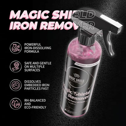 Magic Shield Iron Remover Spray for Cars 68oz – pH-Neutral Iron and Fallout Remover for Car, Motorcycle, RV & Boat | 5-Minute Reaction, Effective on Wheels & Paint | All-In-One Solution