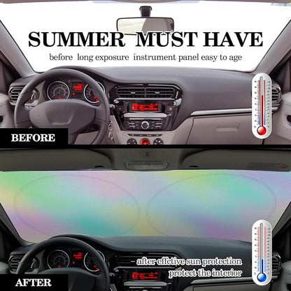 Windshield Sun Shade Foldable Car Front Window Covers for Car Accessories Sun Heat UV Rays Visor Protector Protection for Universal Cars SUV Truck (Rainbow)