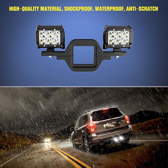 Nilight 2PCS 18W Spot Driving Fog Light Off Road Led Lights Bar 2" Tow Hitch Bracket with Wiring Harness Kit -2 Leads