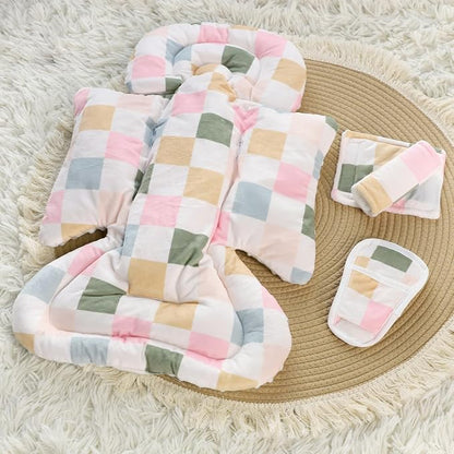 DILIMI Infant Car Seat Insert, Baby Car Seat Head Support with 3 Strap Paddings, Soft Newborn Car Seat Cushion for Stroller, Swing, Bouncers, Colorful Checkered
