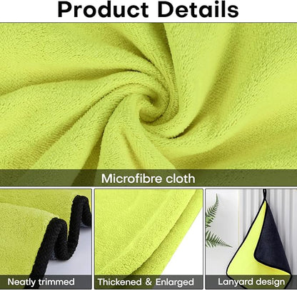 Hovom 3PCS Car Microfiber Towels, 23.62"×11.81" Lint-Free Microfiber Towels for Cars Wash Drying, Super Absorbent Cleaning Cloths, Reusable Washing & Detailing Towel, Car Cleaning Supplies (Yellow)