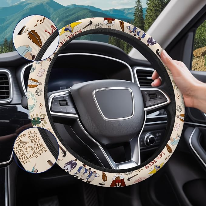 GENANY Historical Musical Steering Wheel Cover, Non Slip Polyester Car Wheel Protector for Car SUV Truck, Universal 15 Inch