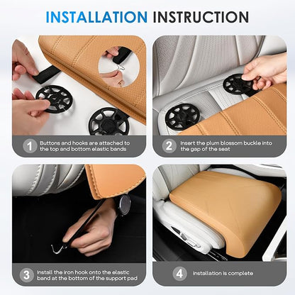 FLORICH Car Seat Extender Leg Extender Support Cushion for Driver Seats Office Chair, Leather Carseat Leg Support for Long Drivers Universal Car Seat Cushion Legs Rest Pads-Beige Brown