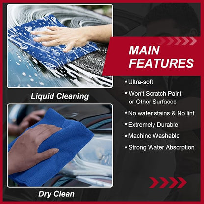 Oudain 200 Pcs Microfiber Cleaning Cloth 16x16 Inch Microfiber Towels for Car Ultra Absorbent Cleaning Rags Reusable Lint Free Streak Free Detailing Towel for Car Washing Drying Dusting (Dark Blue)