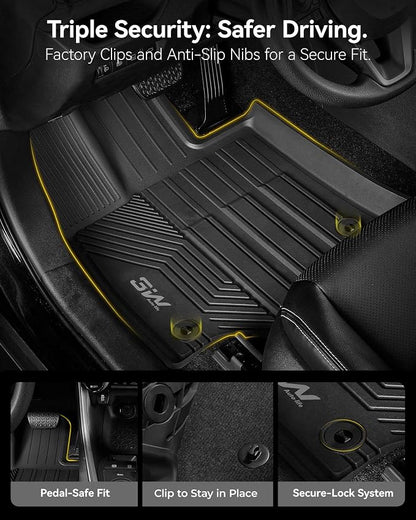 3W Floor Mats & Trunk Mat for Toyota RAV4 Hybrid/Prime/PHEV 2019-2025, TPE All Weather Custom Fit Floor Liner