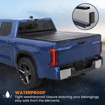 KUIPERAUTO 6.5ft Quad-Fold FRP Hard Truck Bed Tonneau Cover Compatible with 2004-2014 Ford F-150,On Top Mount,Lockable,Styleside Bed 78.9inch