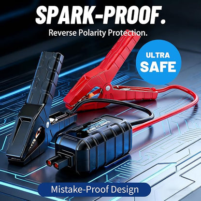 4000A Car Battery Jumper Starter, Battery Jumper Starter Portable (8.0LGas/6L Diesel), 16000mAh Charging Jump Box, Portable Car Jump Starter with Jumper Cables and 600LM LED Light