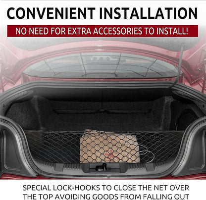 Envelope Style Automotive Elastic Trunk Cargo Net for Ford Mustang 2015-2025 - Premium Trunk Organizer and Storage - Luggage Net for Coupe - Car Organizer for Ford Mustang 2015-2025