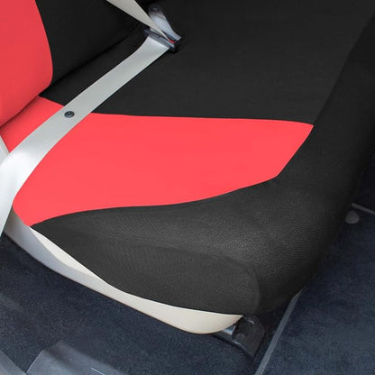 Universal Fit Chevron Flat Cloth Car Seat Covers Full Set - Red