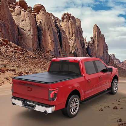 MOSTPLUS Tri-Fold Hard Truck Bed Tonneau Cover On Top Compatible for 2009-2014 Ford F150 F-150 Bed 3 Fold Styleside Solid (5.5 FT Feet Bed)