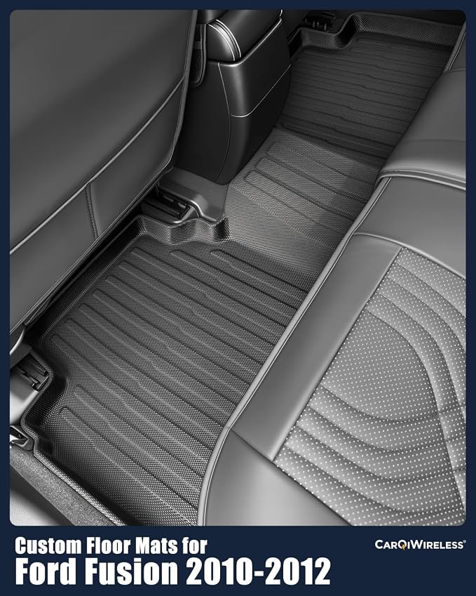 All Weather Floor Mats for Ford Fusion 2010 2011 2012, Custom Fit for Front 2nd Backseat Row Liners for Lincoln MKZ, TPE Heavy Duty Non-Slip Odorless Black Car Accessories for Mercury Milan 2010-2011