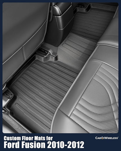 All Weather Floor Mats for Ford Fusion 2010 2011 2012, Custom Fit for Front 2nd Backseat Row Liners for Lincoln MKZ, TPE Heavy Duty Non-Slip Odorless Black Car Accessories for Mercury Milan 2010-2011