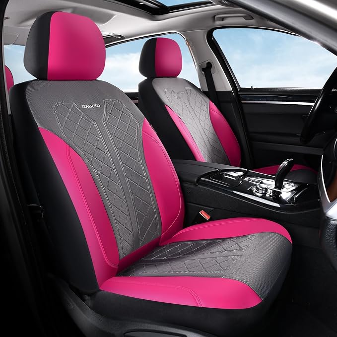 Coverado Car Seat Covers Full Set, Leather Seat Covers, Rose Automotive Protectors 5-Seat, Luxury Universal Fit Seat Covers for SUV, Truck, Sedan and Most Vehicles All-Weather