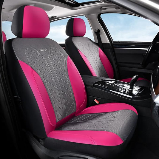 Coverado Car Seat Covers Full Set, Leather Seat Covers, Rose Automotive Protectors 5-Seat, Luxury Universal Fit Seat Covers for SUV, Truck, Sedan and Most Vehicles All-Weather