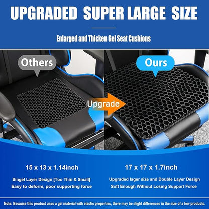 Gel Wheelchair Seat Cushion for Long Sitting, Extra Large & Thick Seat Cushion with Non-Slip Cover - Coccyx, Sciatica & Back Pain Relief - Wheelchair Cushions - Office Chair Car Seat Cushion