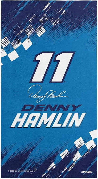 Northwest NASCAR Denny Hamlin Simple Speed Beach Towel, Cotton Blend Lightweight Bath, Pool Swim Travel Fan Gear, 30 x 60 Inch