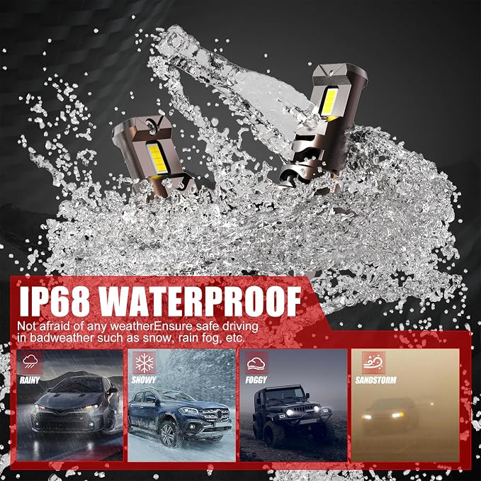 Bulb, 26000LM Super Bright 6500K 800% Brighter Bulbs with Turbo Fan, IP68 Waterproof, Plug-N-Play (H7)