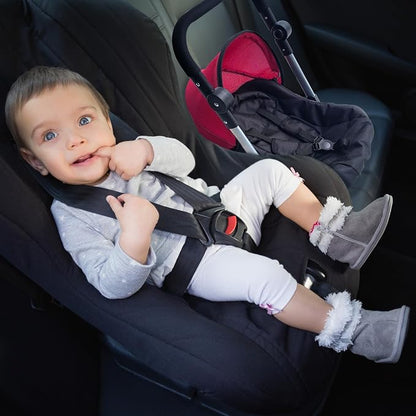 Baby Doll Car Seat Stroller Combo – Convertible 2 in 1 Doll Stroller and Car Seat for Kids – Fits Up to 20” Dolls – Play Toy Baby Stroller with Adjustable Handle for Girls Toddlers All Ages (Maroon)