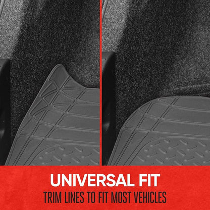 Motor Trend FlexTough Defender Floor Mats for Cars & TrunkShield Trunk Mat Set, Next-Gen Deep Dish Heavy Duty All Weather, Rubber Car Floor Mat Set for Auto Truck Van SUV