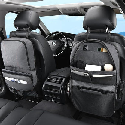 Coverado Backseat Car Organizer 2 Packs, Heavy-Duty Durable Dual-Way Use Car Back Seat Organizer Waterproof with Multi Pockets, Zipper Closure Design, Protect Valuables from Spills, Keeps Car Tidy