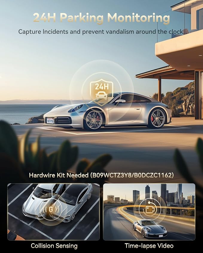 REDTIGER Dual 4K Dash Cam with 256GB eMMC, STARVIS 2 IMX678 Front and Rear Dash Camera with Dual HDR, Voice Control, 4'' Touch Screen, Built-in 5.8GHz WiFi GPS, HDR Night Vision (F77 V2)