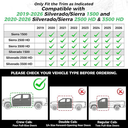 Custom Leather Seat Covers for Silverado/Sierra 1500 2019-2026, 2500HD 3500HD 2020-2026 Crew Cab Full Set with Jump Seat Cover (Armrest Storage Version Only), Truck Accessories