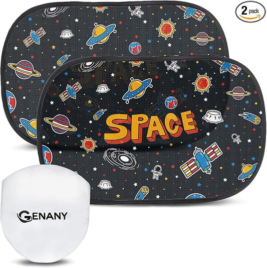 GENANY 2pcs Astronaut Window Sun Shade for Sedan SUV Truck (21x14 Inches), Sun Shades for Side Window, Accessories for Kids, Baby Window Shades, Summer Car Decor