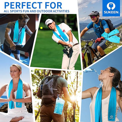 Sukeen 4pack Cooling Towel (40"x12"), Ice Towel,Soft Breathable Chilly Towel,Microfiber Towel for Yoga,Sport,Running,Gym,Workout,Camping,Fitness,Workout & More Activities