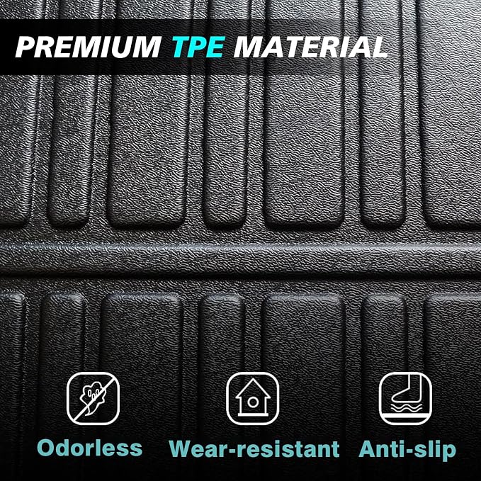 BestEvMod Compatible with Rivian R1S All Weather Cargo Liners Frunk Mat&Floor Liners&Trunk Mat Set Anti-Slip 3D Pattern TPE Waterproof Non-Slip 2022-2024 Accessories (R1S-Frunk+Floor+Trunk)