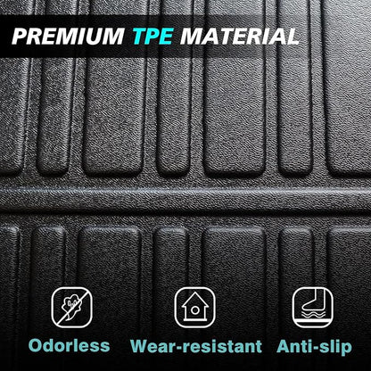 BestEvMod Compatible with Rivian R1S All Weather Cargo Liners Frunk Mat&Floor Liners&Trunk Mat Set Anti-Slip 3D Pattern TPE Waterproof Non-Slip 2022-2024 Accessories (R1S-Frunk+Floor+Trunk)
