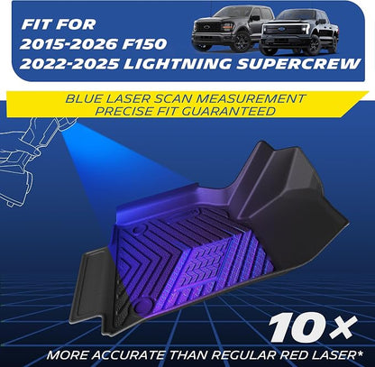 Michelin Vehicle Mats, All-Weather TPE Custom Fit Liner for 2015-2026 Ford F150/2022-2025 Lightning SuperCrew (2nd Row w/o Fold Flat Storage) Carpet Floor, Premier