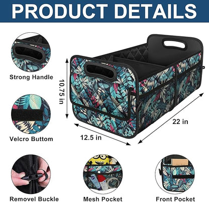 Deosk Car Trunk Organizer for SUV, Car Organizers and Storage with Reinforced Handles, Car Accessories for Women/Men 50L Waterproof Polyester Trunk Organizer(Medium, Leaves)