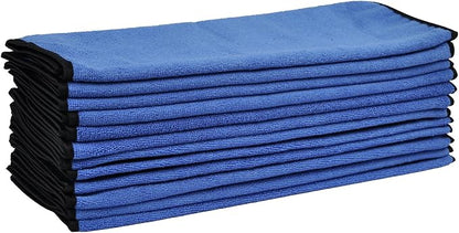 Detailer's Preference 390 GSM Premium Microfiber Towels, Ultra Soft, Lint-Free, Streak-Free, Highly Absorbent, Scratch-Free Cleaning & Drying Cloths for Auto, Home & Detailing, 16x24, 12-Pack, Blue