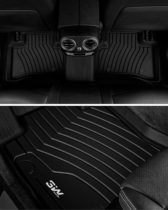 3W Floor Mats for Benz GLC SUV & Coupe 2016-2022, TPE All Weather Custom Fit Floor Liner for Benz GLC300/GLC350e/GLC43 AMG/GLC63 AMG/GLC63 AMG S Accessories Full Set Car Mats Easy Clean