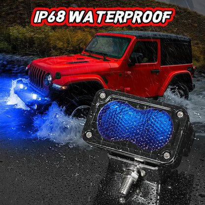 3 Inch LED Pod Lights Blue 2PCS Off Road Auxiliary Backup Cube Light Fog Driving Rear Light Bar Blue Hunting Fishing Emergency Safety Signal Work Lights for Truck RV UTV Pickup Boat