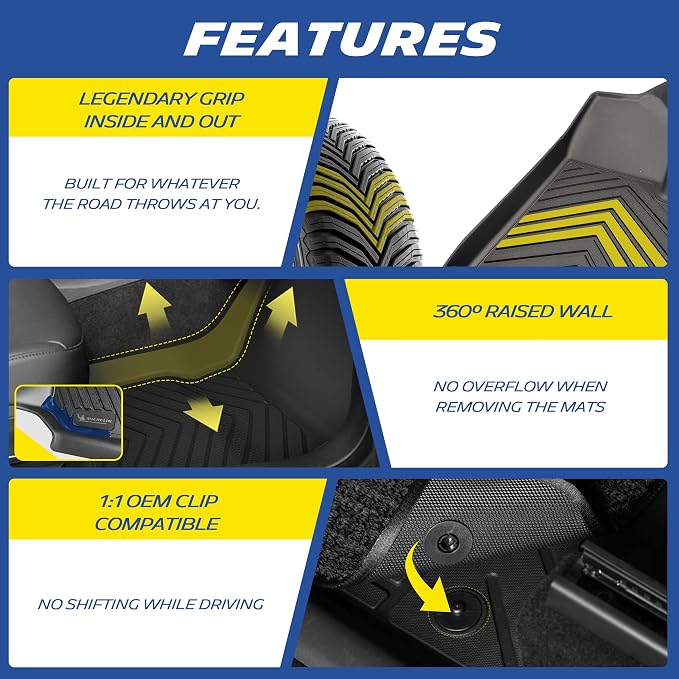 Michelin Vehicle Mat, All-Weather TPE Custom Fit Liner for Tesla Model 3 Floor Mats 2024-2027 (3 Piece), Premier B