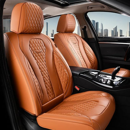 Coverado Seat Covers,Waterproof Seat Covers Front Seats, Brown Car Seat Cover, Luxury Front Car Seat Covers Leather Car Seat Protector, Automotive Car Seat Covers Universal Fit Most Cars
