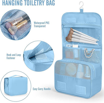 Veken 8 Set Packing Cubes for Travel Essentials,Anti-Wrinkle Buckled Suitcase Organizer for Shoe & Toiletry Bag,Carry On Luggage Bag with 99+ Count Mesh Holes for Airplane & College Dorm Accessories