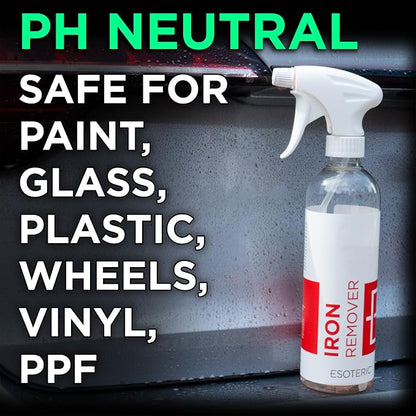 ESOTERIC Iron Remover Decontamination Spray 1 Gallon, Easy to Use, Iron Remover Car Detailing Supplies, Activates Red, Low Odor, Removes Iron Brake Fallout, Perfect for Your Car Detailing Kit