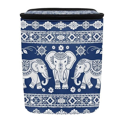 Talayituse Boho Mandala Elephant Print Car Trash Can with Lid, Leak Proof Auto Trash Bag Hanging Vehicle Garbage Can Multipurpose Storage Container for Back Seat Road Trip