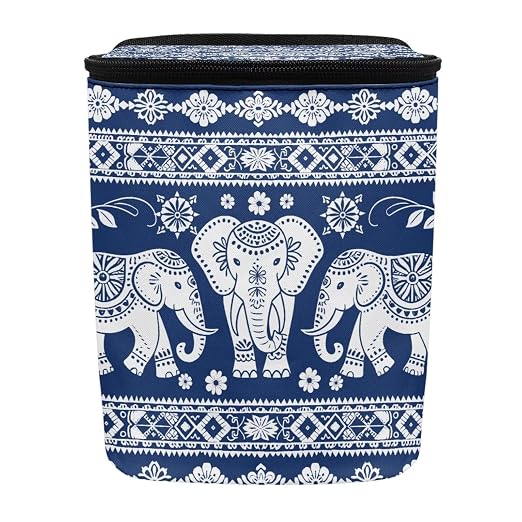 Talayituse Boho Mandala Elephant Print Car Trash Can with Lid, Leak Proof Auto Trash Bag Hanging Vehicle Garbage Can Multipurpose Storage Container for Back Seat Road Trip