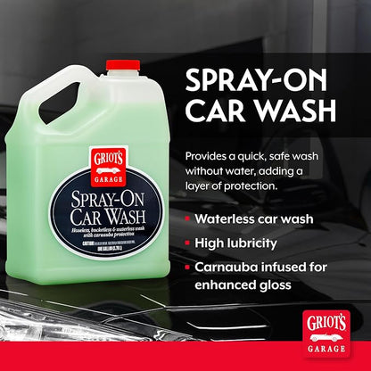 Griot's Garage Spray-On Car Wash for Vehicle Cleaning and Detailing, Rinseless and Waterless, No Hose and Bucket Needed, With Carnauba Wax Protection, 11066, One Gallon