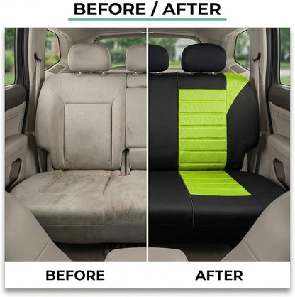 FH Group Automotive Car Seat Covers Rear Set Premium 3D Air Mesh Seat Covers, Airbag Compatible and Split Bench Cover Universal Fit Interior Accessories for Cars Trucks and SUVs - Green