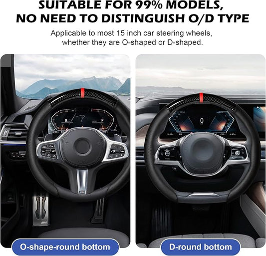 Frani Nappa Leather Steering Wheel Cover,Universal Fit 15 Inch-Premium Non-Slip Breathable Comfort Grip for Cars Trucks SUVs,Anti-Slip Durable Interior Upgrade Sporty