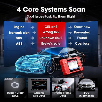 Launch Creader VII+ V3.0 OBD2 Scanner, ABS/SRS/Engine/Transmission Check Code Reader for Car, 2026 Diagnostic Scan Tool with Oil/Throttle/SAS Reset, Support Full OBD2, Lifetime Free Update