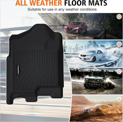 All Weather Car Floor Mats for 2007-2013 Chevy Silverado/GMC Sierra 1500 Crew Cab, 2007-2014 Silverado/Sierra 2500/3500 HD Crew Cab,TPE Rubber Floor Liners Automotive Mats for Silverado Accessories